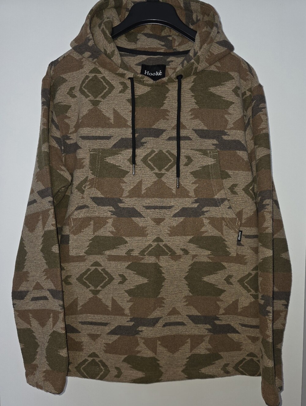 Hooké Men's Green/Brown Patterned Hoodie Sz Medium